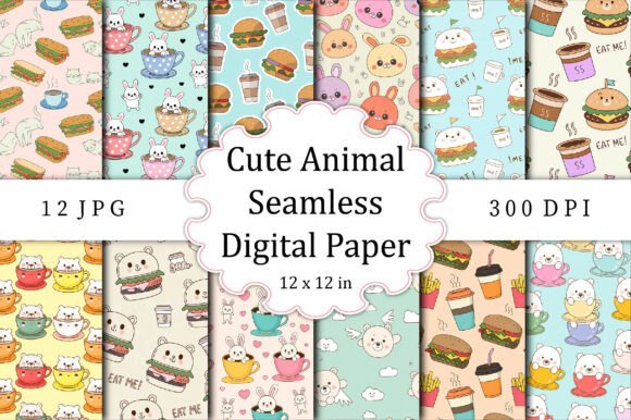 Download Cute Animal Seamless Digital Paper - Animal Collection