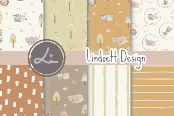 Download Cute Safari Animal Digital Paper - Animal Collection