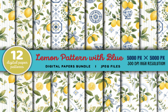 Download Lemon Pattern with Blue Bundle - Blue Collection