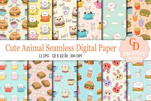Download Cute Animal Seamless Digital Paper Set - Animal Collection