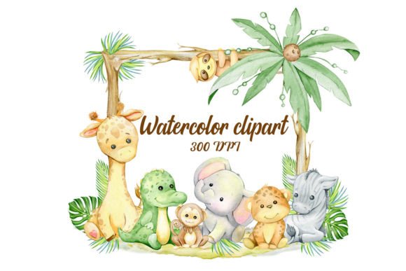 Download Baby Safari Animals PNG, Frame. Watercol - Animal Collection