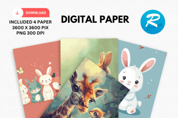 Download Watercolor Cute Animal Digital Paper - Animal Collection