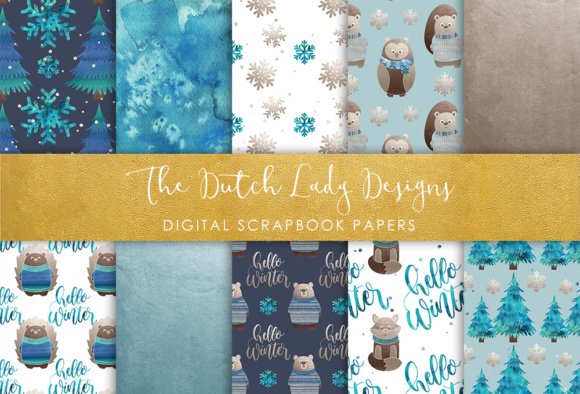 Download Digital Scrapbook Paper - Winter Forest Animal Friends - Animal Collection
