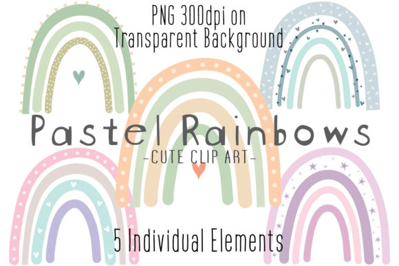 Download Cute Pastel Boho Rainbows Clipart - Rainbows Collection