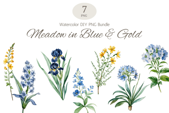 Download Blue Botanical Watercolor Floral Bundle - Blue Collection