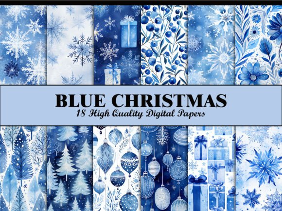 Download Christmas Scrapbook Paper Blue Winter - Blue Collection
