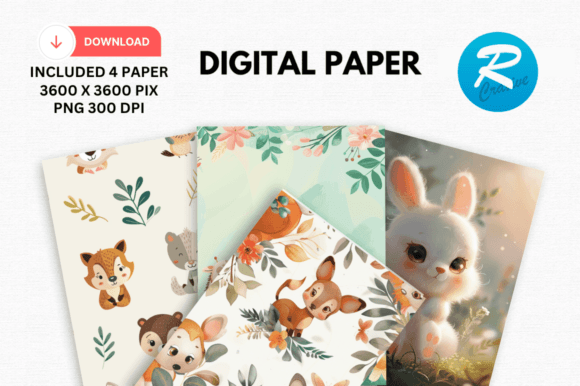Download Watercolor Cute Animal Digital Paper - Animal Collection
