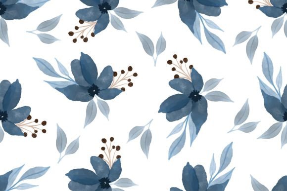 Download Blue Floral Seamless Pattern for Fabric - Blue Collection