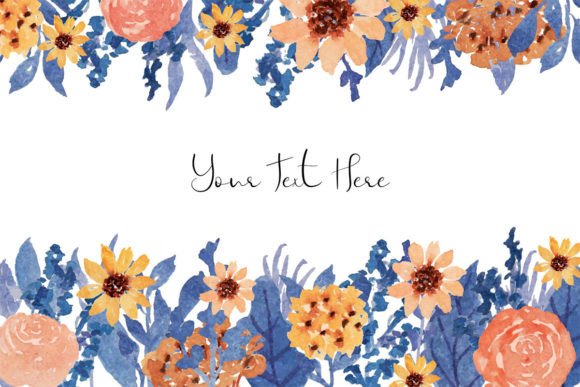 Download Vintage Flower and Blue Leaf Frame - Blue Collection