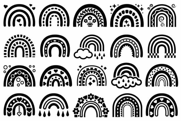 Download Black and White Boho Rainbows - Rainbows Collection