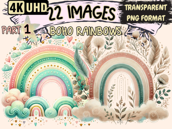 Download Boho Rainbows Clipart P1 - Rainbows Collection
