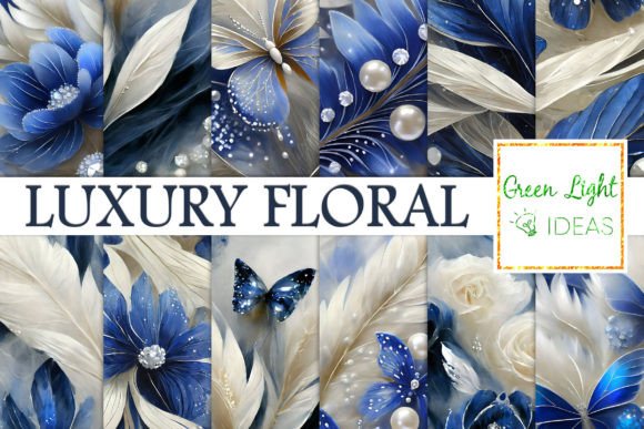 Download Blue and Silver Luxury Floral Background - Blue Collection