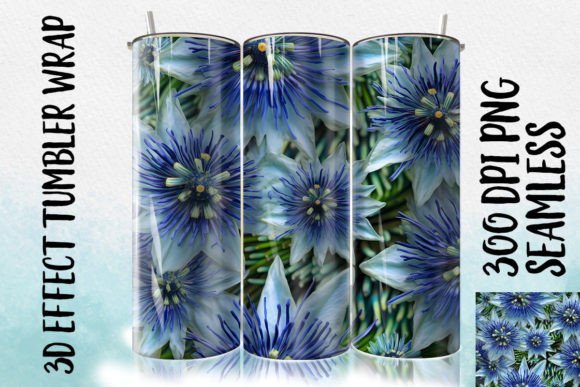 Download 3D Blue Passion Flower Tumbler Wrap 3 - Blue Collection