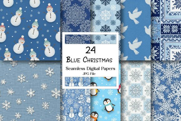 Download Blue Christmas Digital Paper Pack - Blue Collection