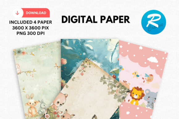 Download Watercolor Cute Animal Digital Paper - Animal Collection
