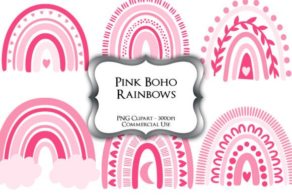Download Pink Boho Rainbows PNG Clipart Graphics - Rainbows Collection