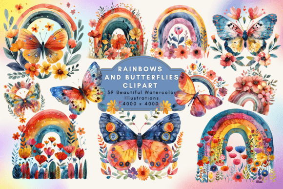Download Rainbows &amp; Butterflies Clipart - Rainbows Collection
