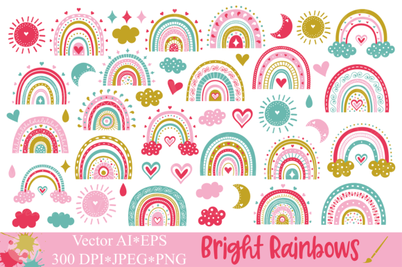 Download Cute Bright Rainbows Clipart / Graphics - Rainbows Collection