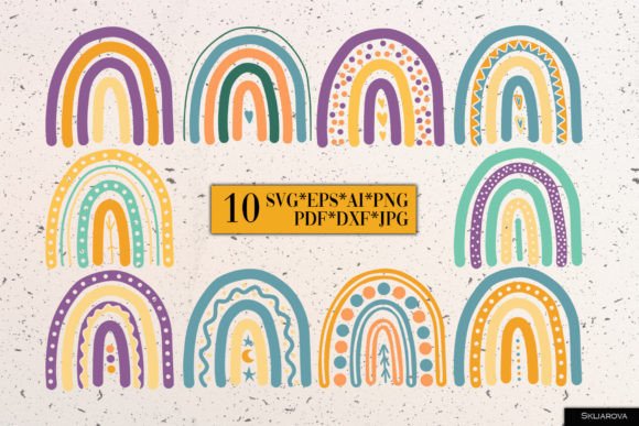 Download Bright Boho Rainbows SVG PNG EPS - Rainbows Collection
