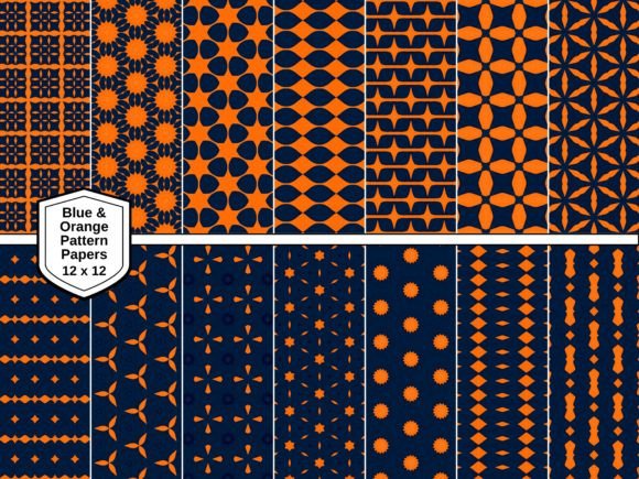 Download Blue &amp; Orange Pattern Papers (1) - Blue Collection